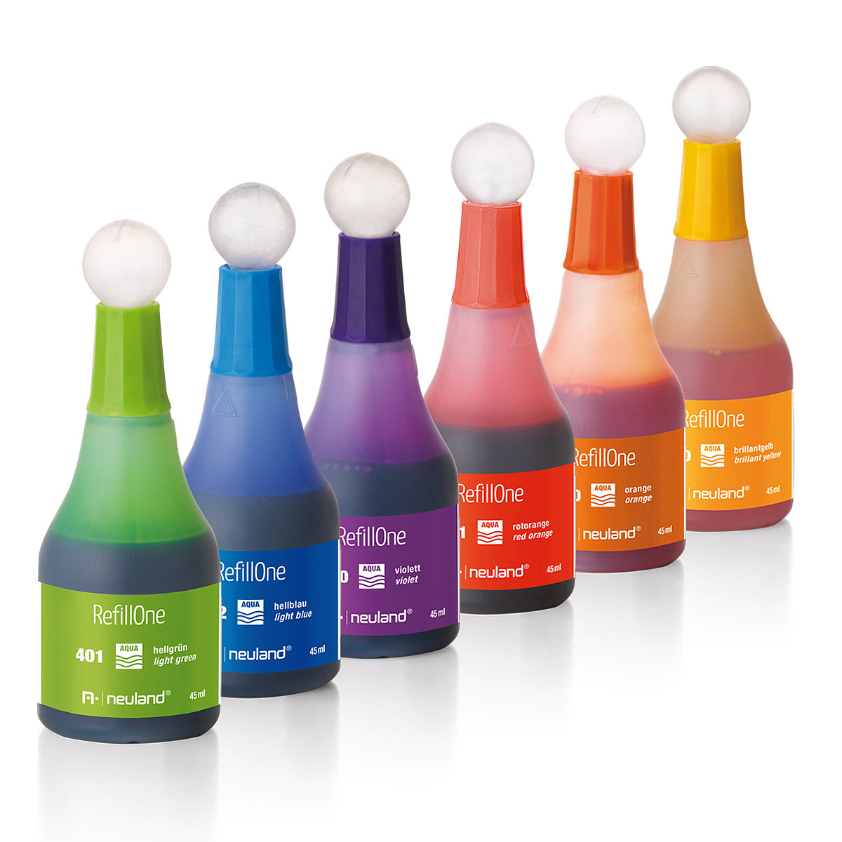Nachfülltinte RefillOne, Wasserbasis, Sixpack No. 29 Rainbow