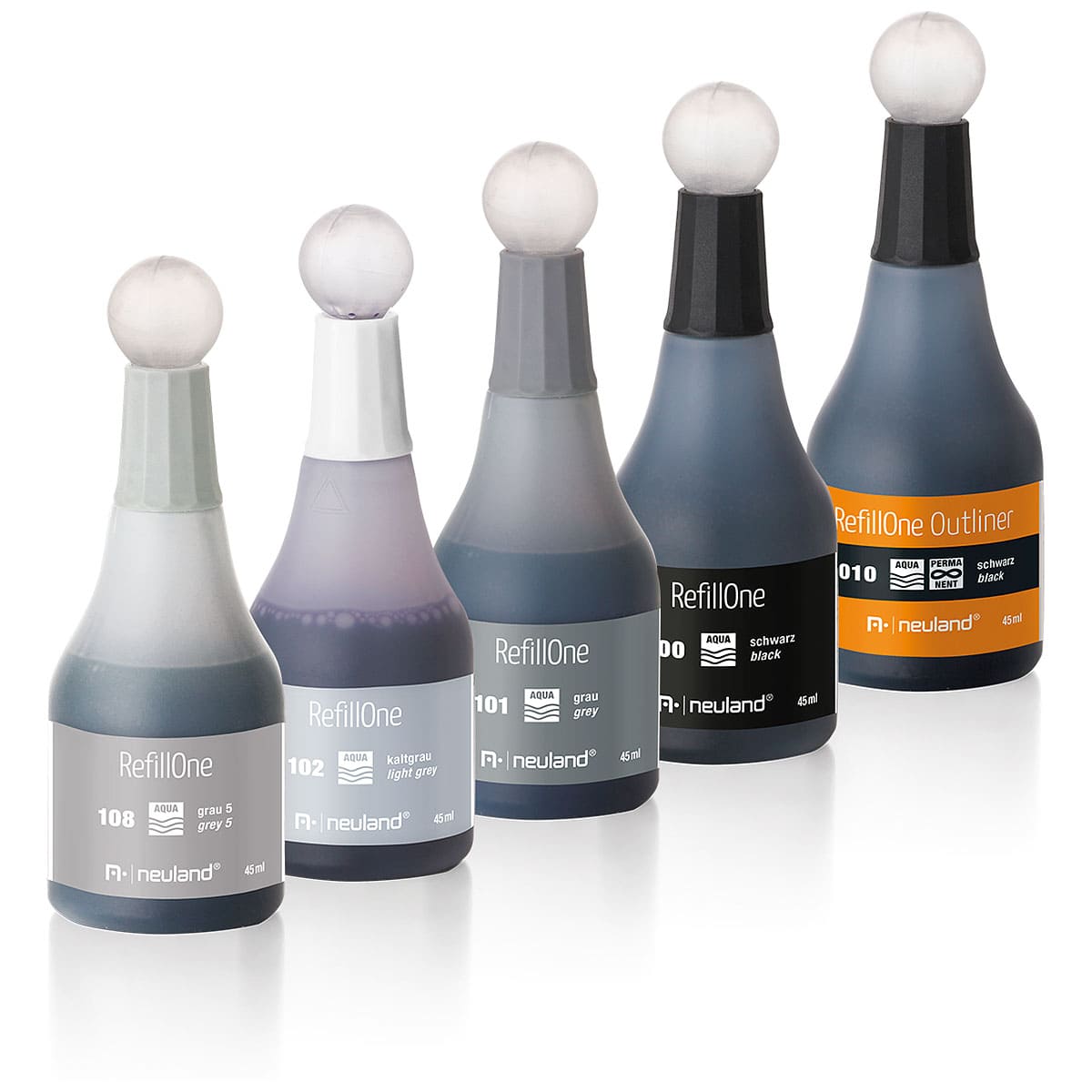 Refill ink RefillOne, water-based, set of 5 colors