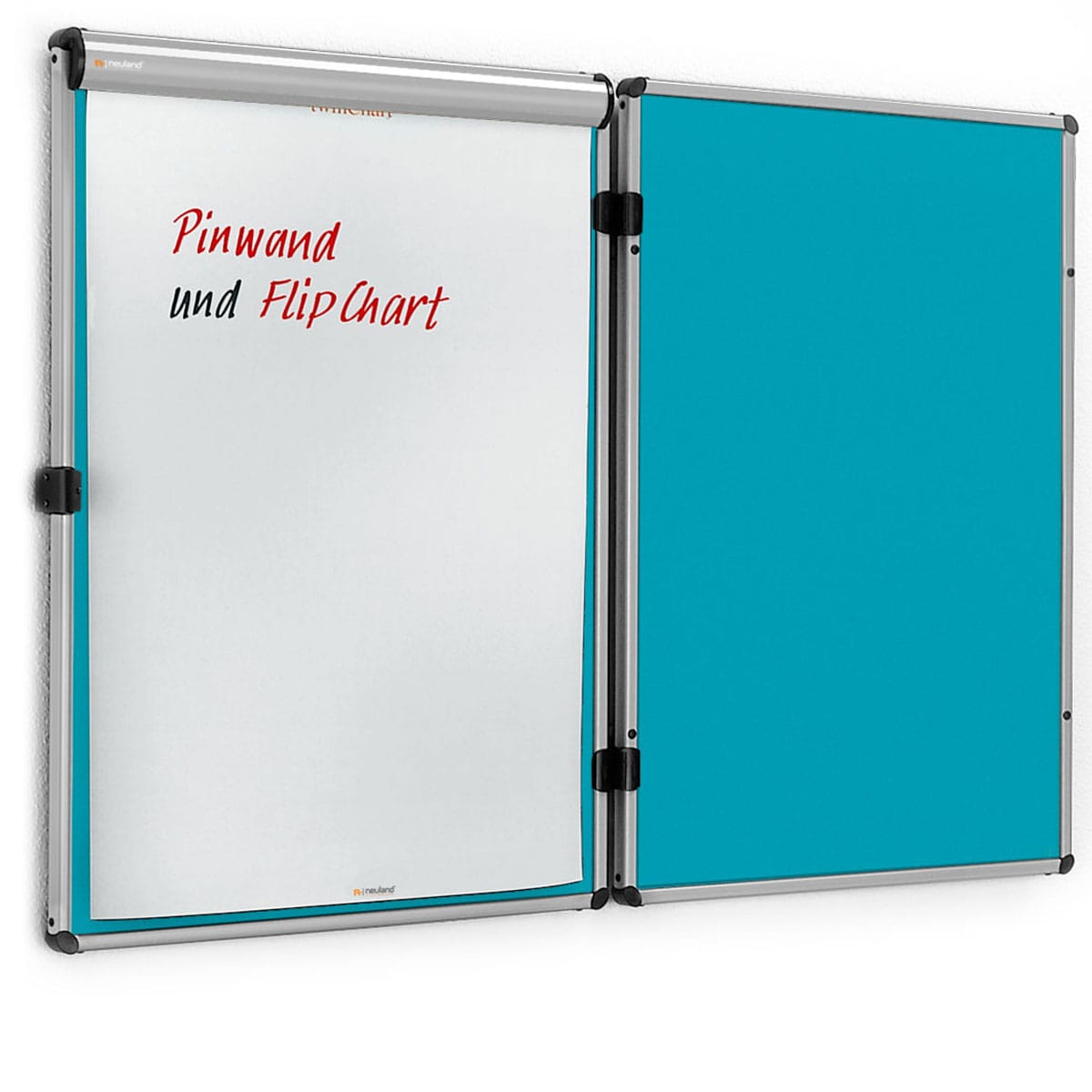 EuroTwin wall pin board, hinged on the left