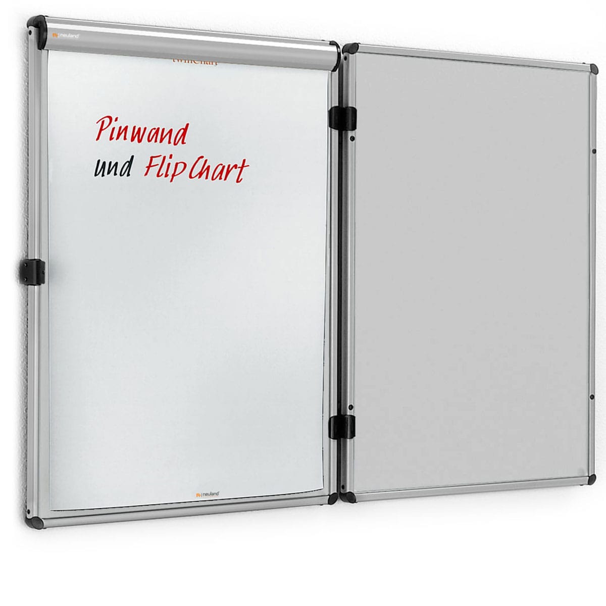 EuroTwin wall pin board, hinged on the left