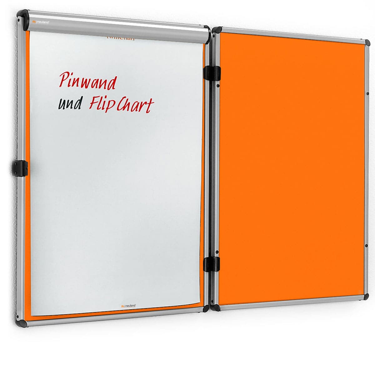 EuroTwin wall pin board, hinged on the left