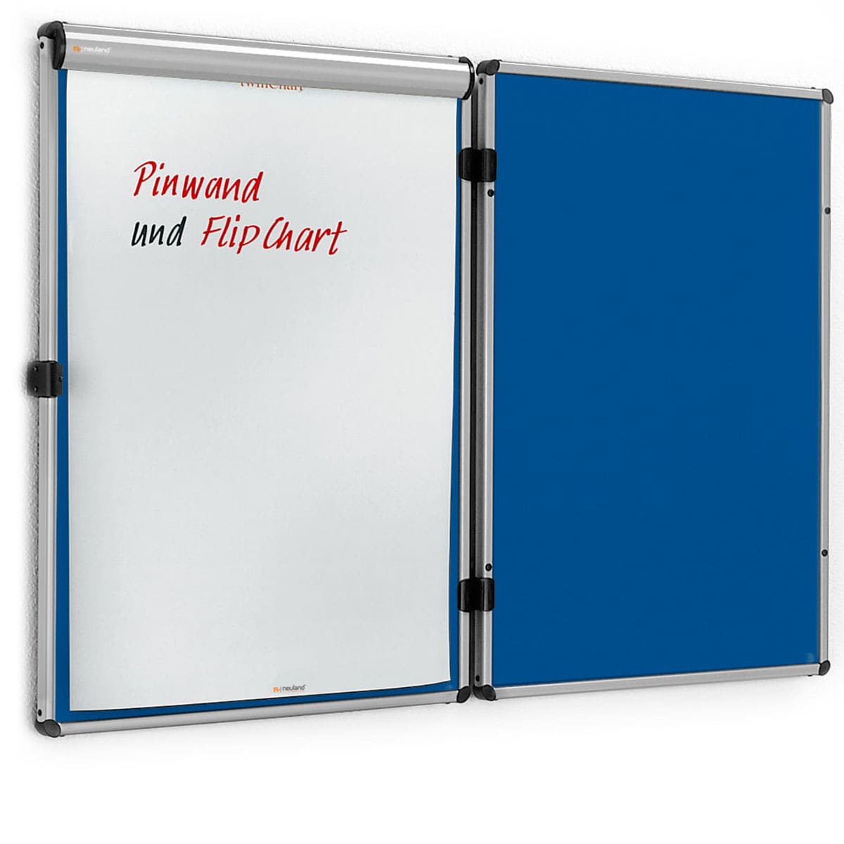 EuroTwin wall pin board, hinged on the left