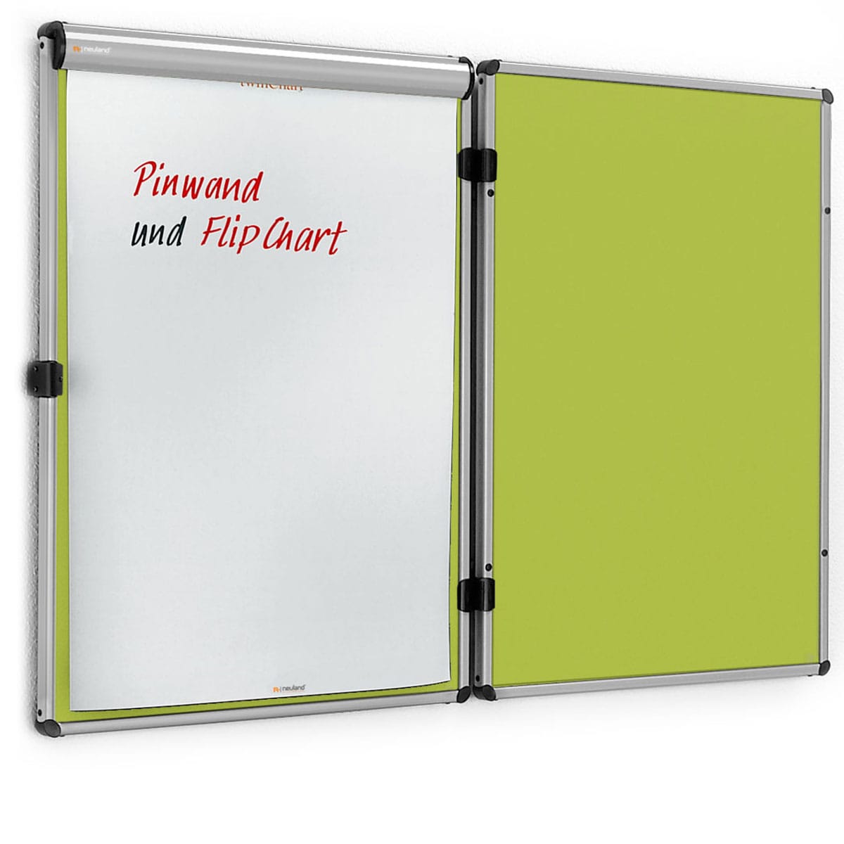 EuroTwin wall pin board, hinged on the left