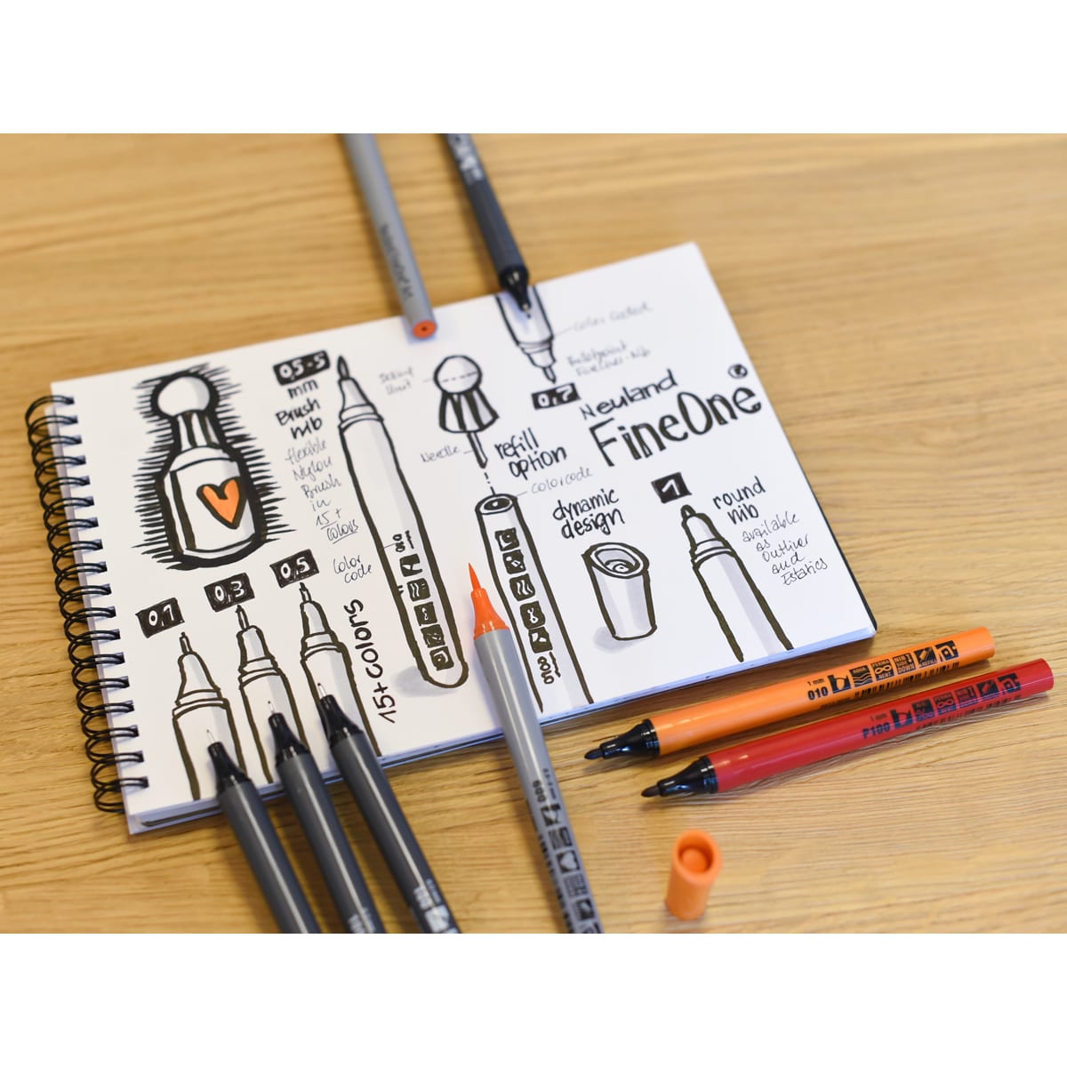 Neuland FineOne® Sketch, smudge-proof - 0.1; 0.3; 0.5 and 0.7 mm