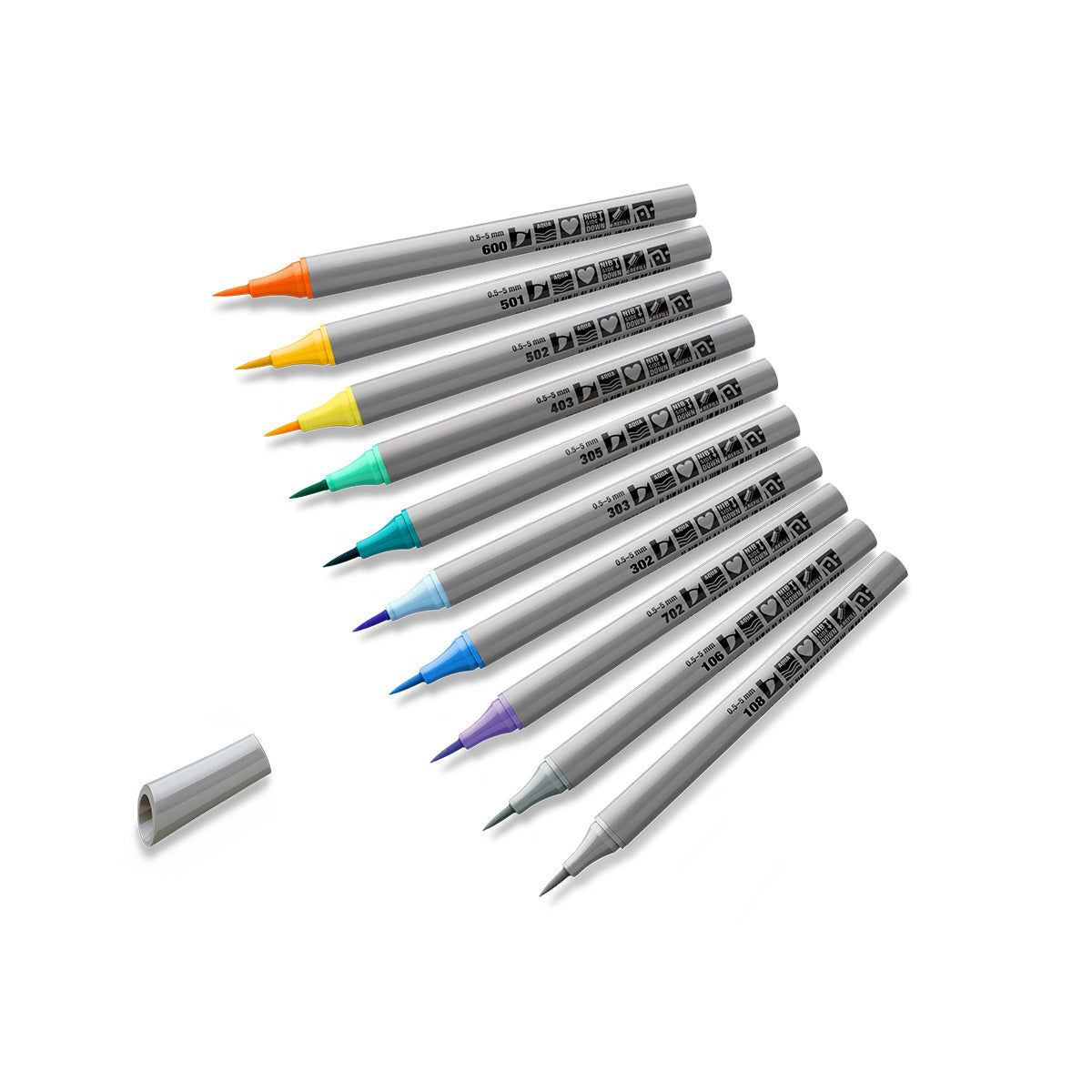 Feutre fin Neuland FineOne® Art avec pointe pinceau 0,5-5 mm - kit de 10 couleurs