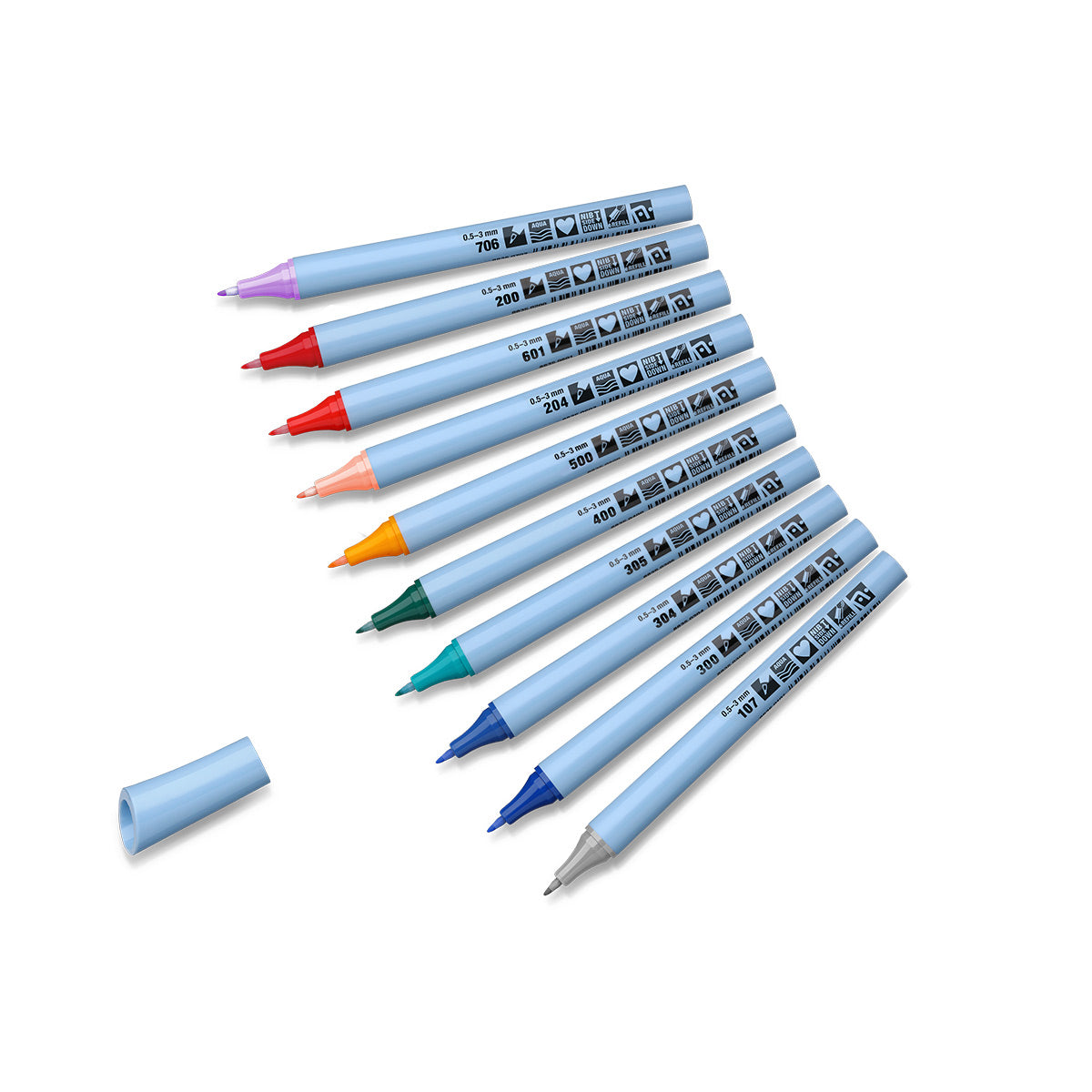 Fineliner Neuland FineOne® Flex with fiber tip 0.5-3 mm- set of 10 colors