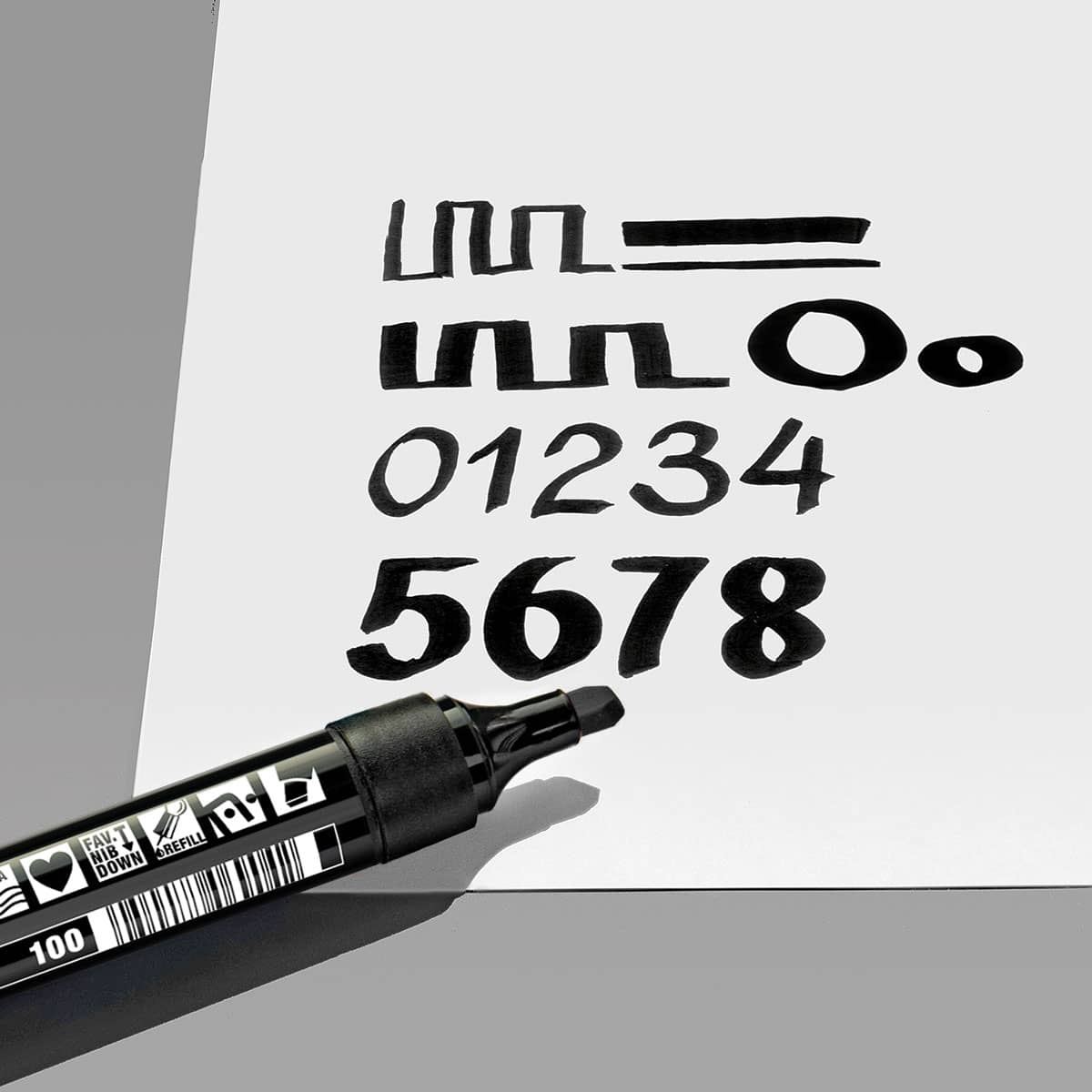 Marker Neuland TwinOne® with wedge and brush tip - set of 10 plain markers