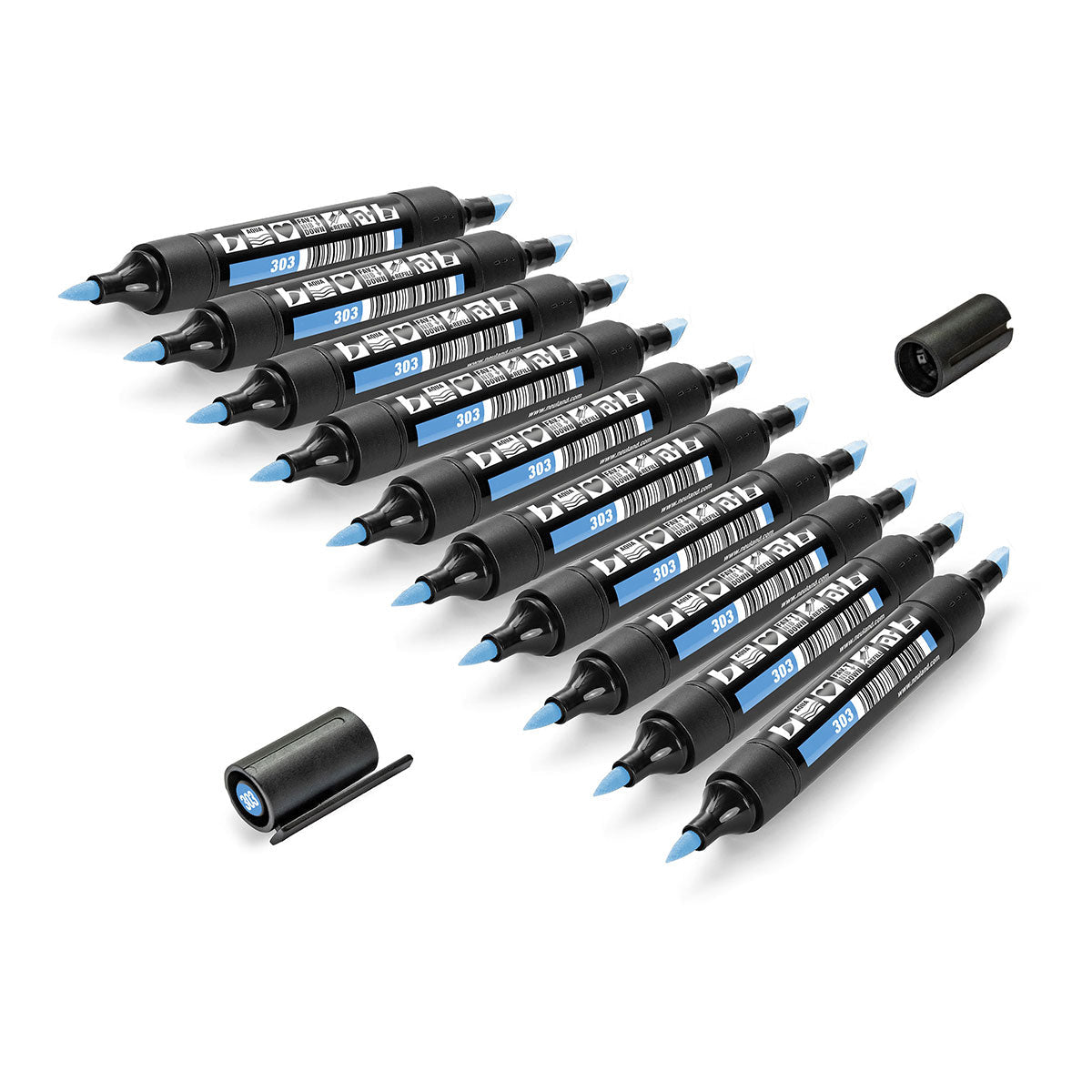 Marker Neuland TwinOne® with wedge and brush tip - set of 10 plain markers