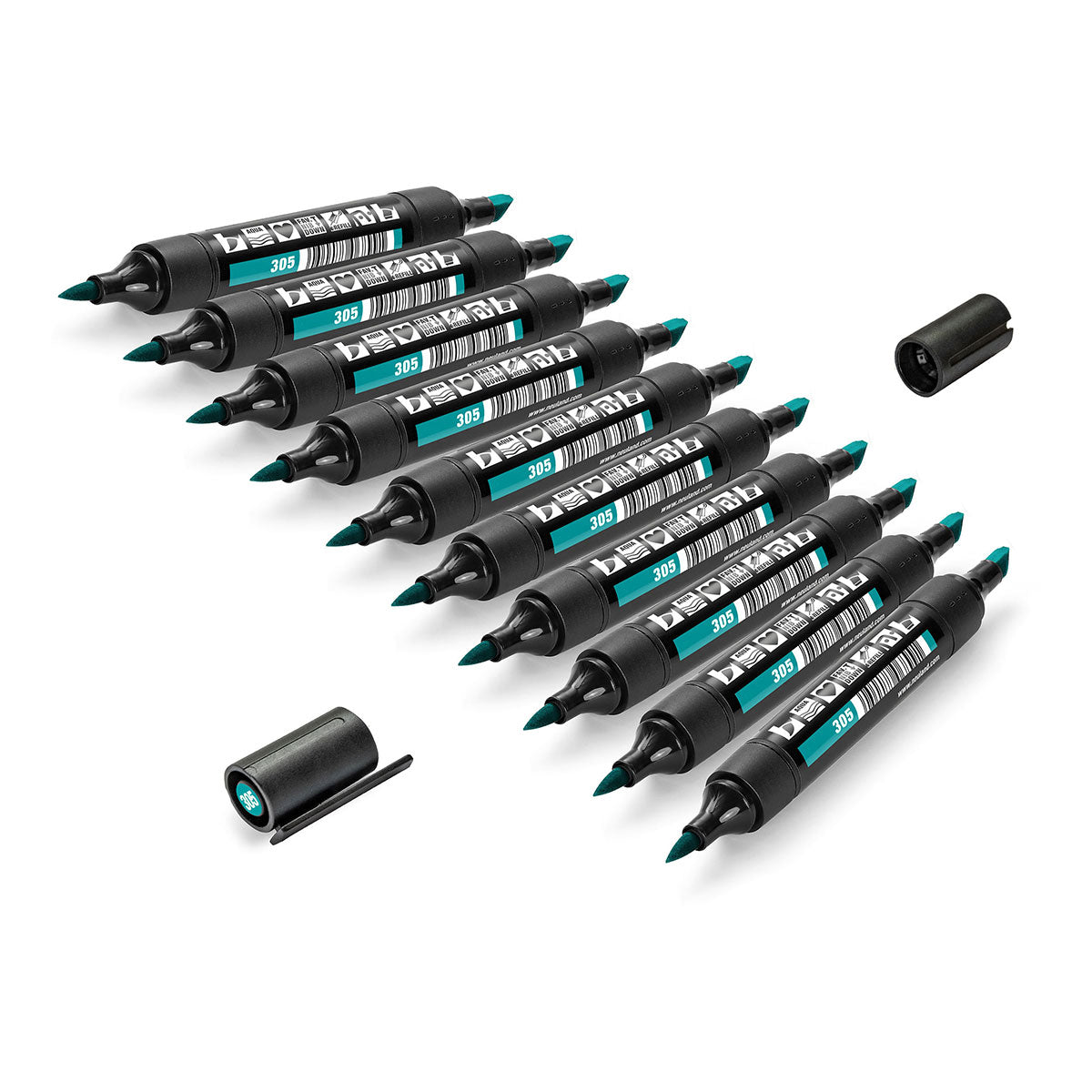 Marker Neuland TwinOne® with wedge and brush tip - set of 10 plain markers