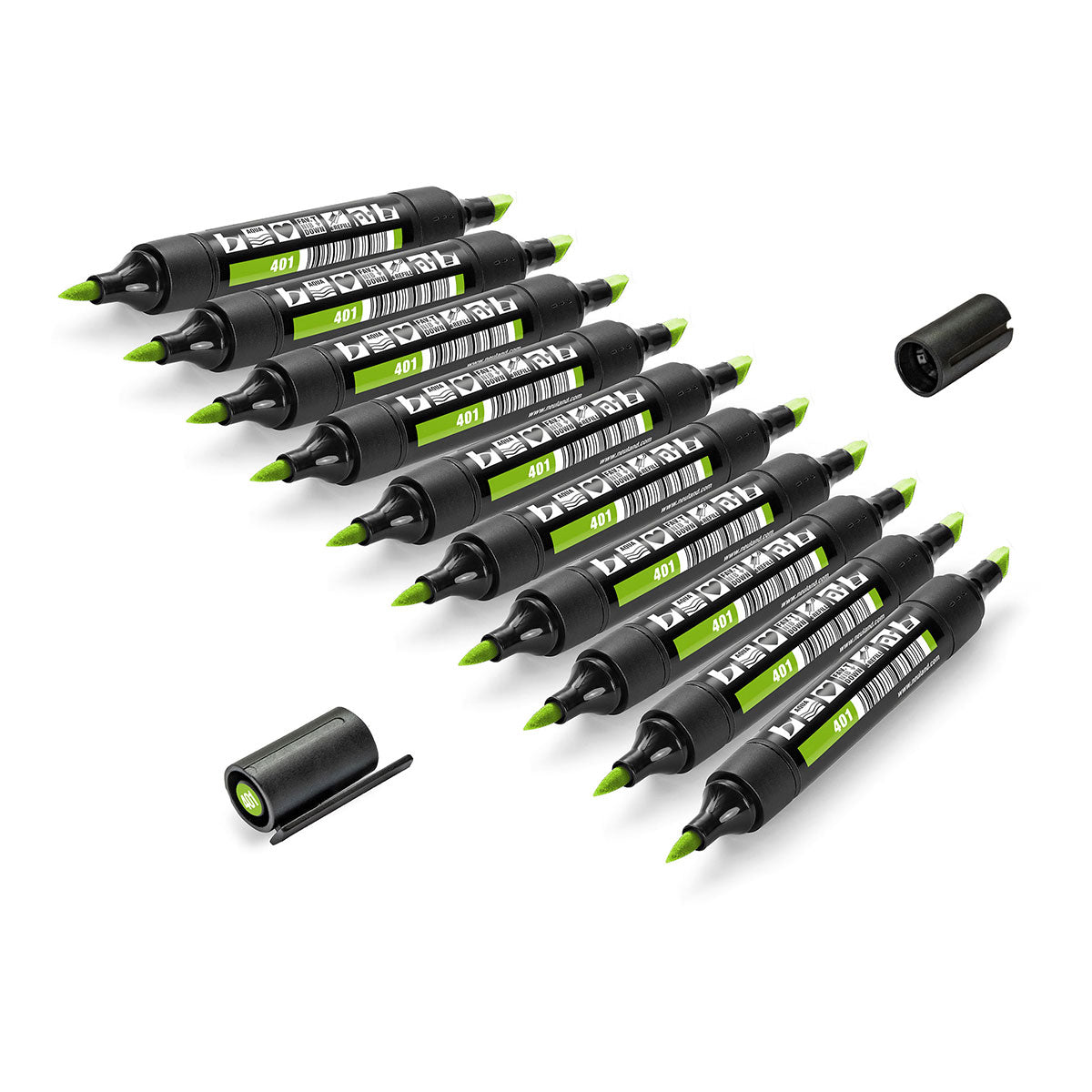 Marker Neuland TwinOne® with wedge and brush tip - set of 10 plain markers