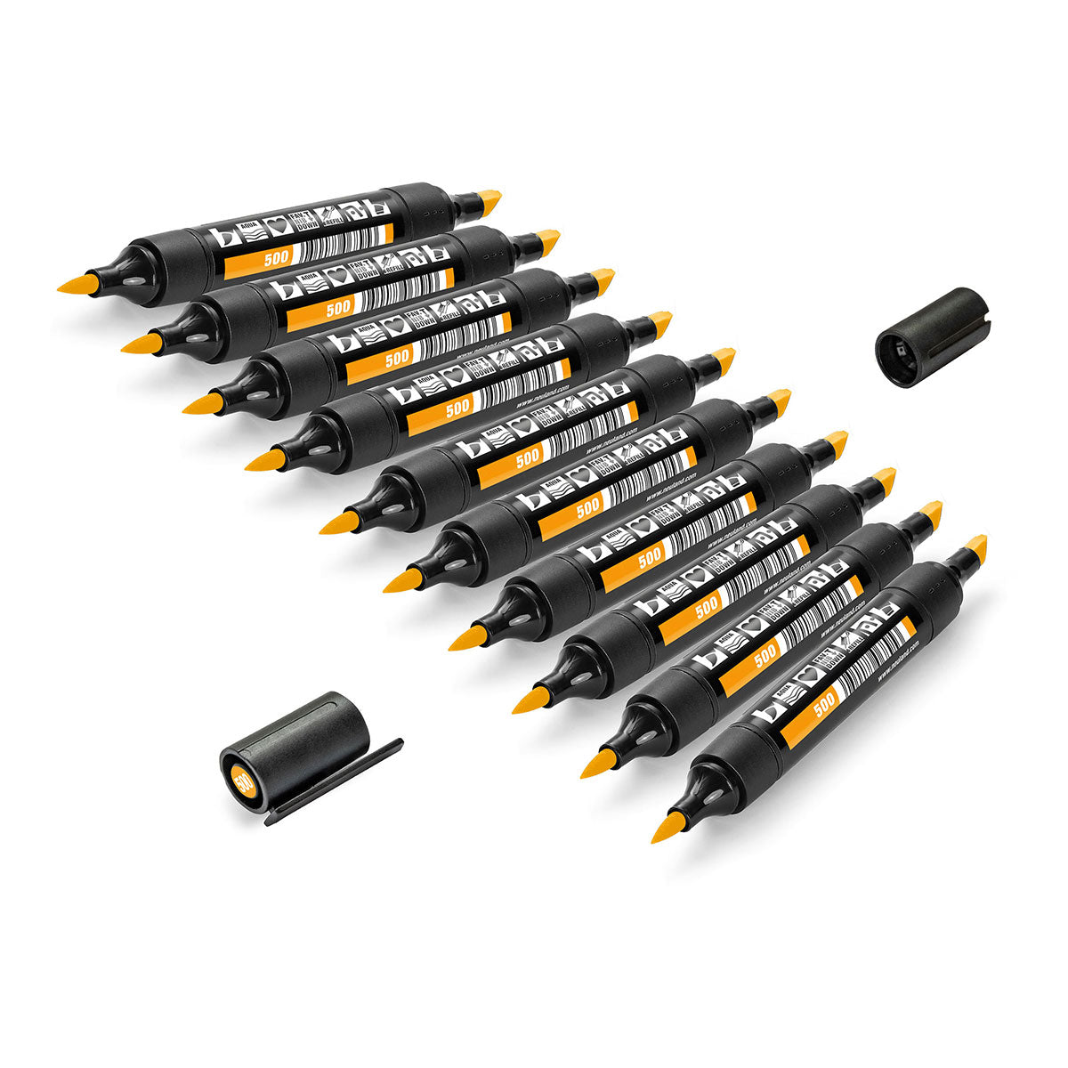 Marker Neuland TwinOne® with wedge and brush tip - set of 10 plain markers