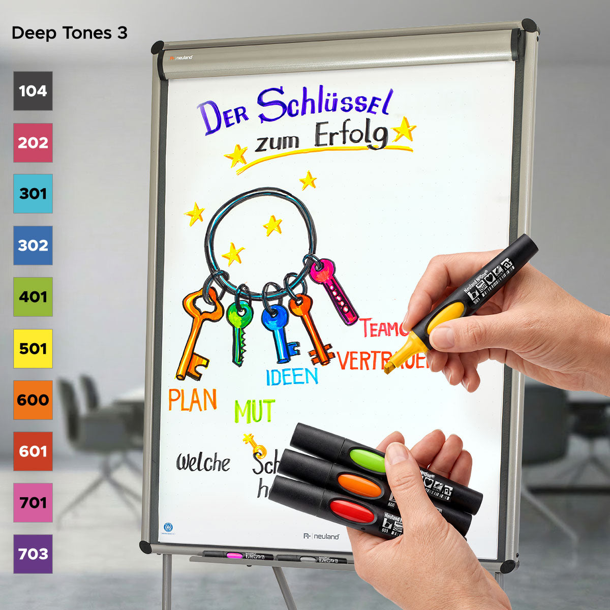 Moderationsmarker Neuland No.One® 10er Farb-Set mit Keilspitze 2-6 mm