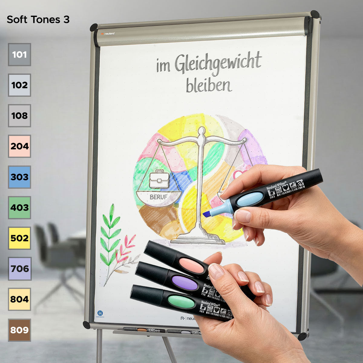 Moderationsmarker Neuland No.One® 10er Farb-Set mit Keilspitze 2-6 mm