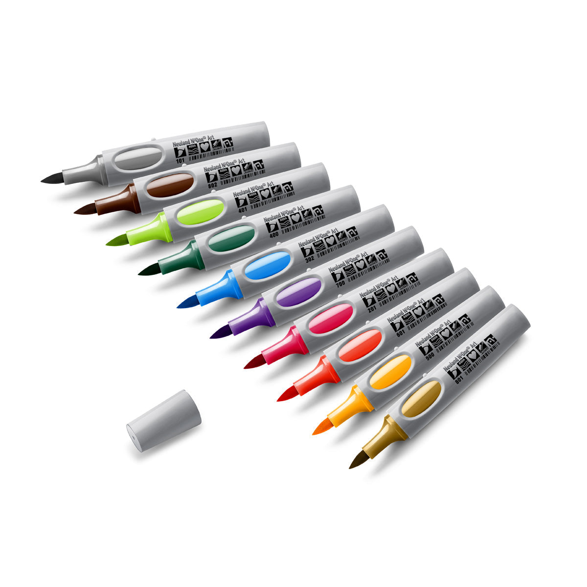 Moderationsmarker Neuland No.One® Art mit Pinselspitze 0,5-7 mm – 10er Farbsets