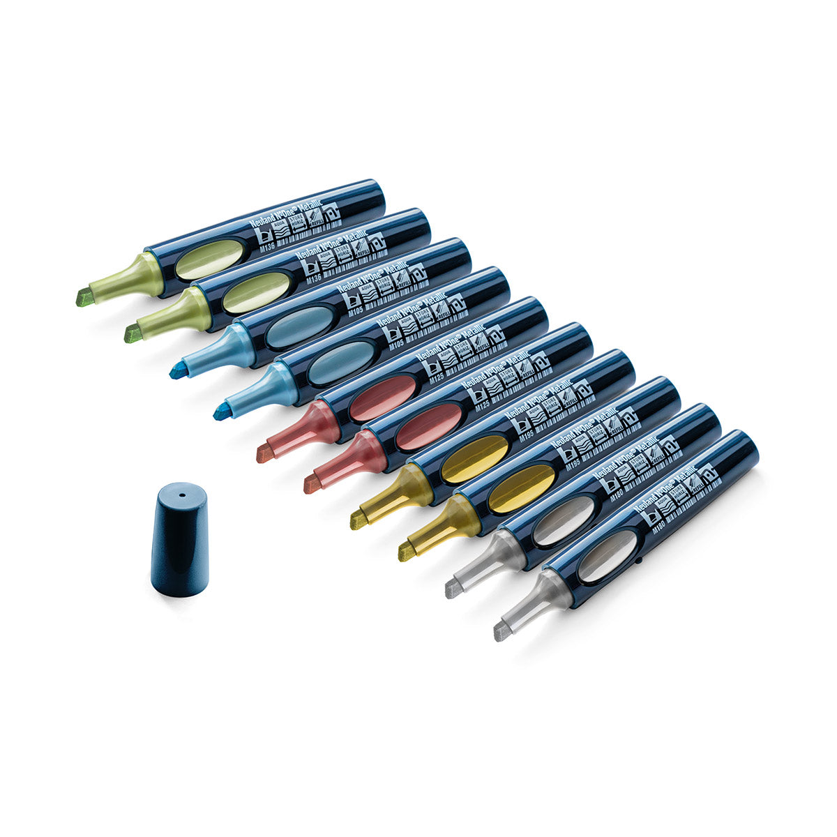 Moderationsmarker Neuland No.One® Metallic mit Keilspitze 2-6 mm – 10er Farb-Set