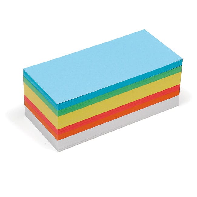 Cartes rectangulaires, Pin-It, 500 pièces, 6 couleurs assorties