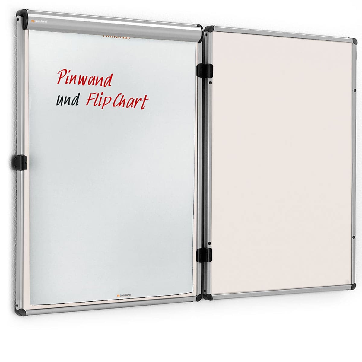 EuroTwin wall pin board, hinged on the left