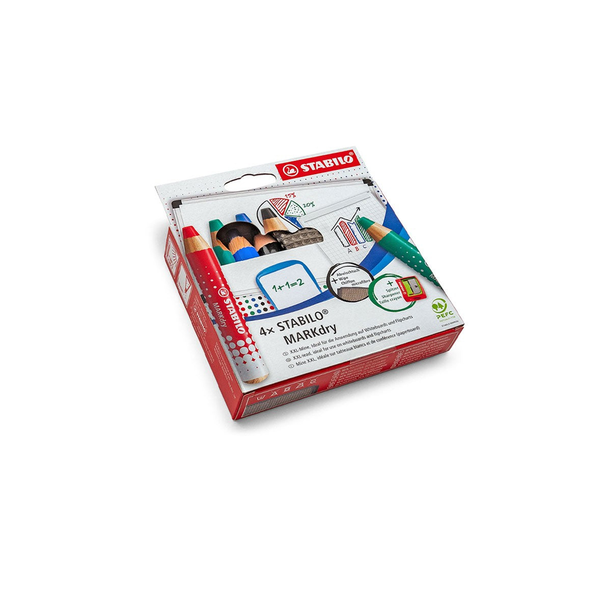 Whiteboard and Flipchartmarker Stabilo® Markdry: 4 Set