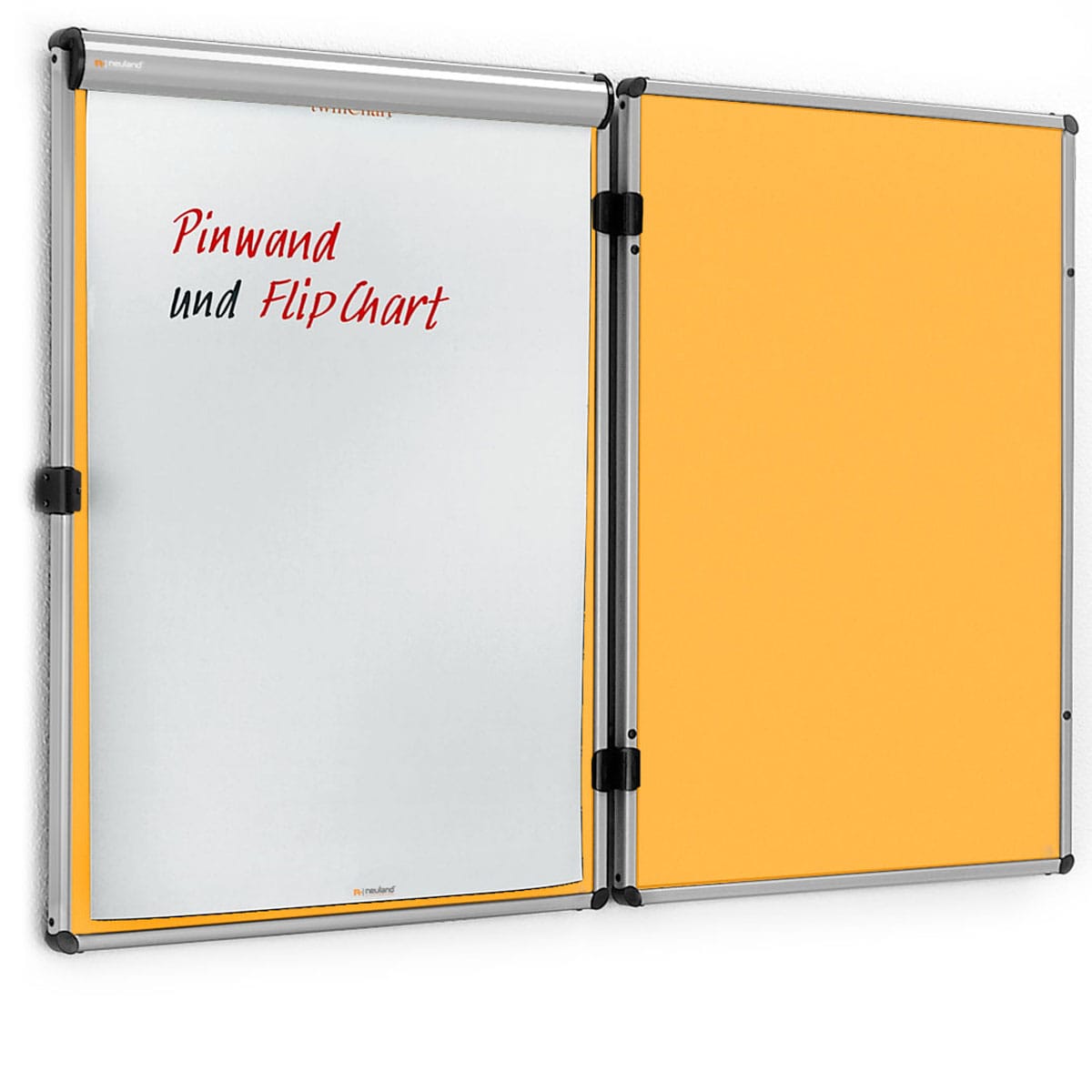 EuroTwin wall pin board, hinged on the left